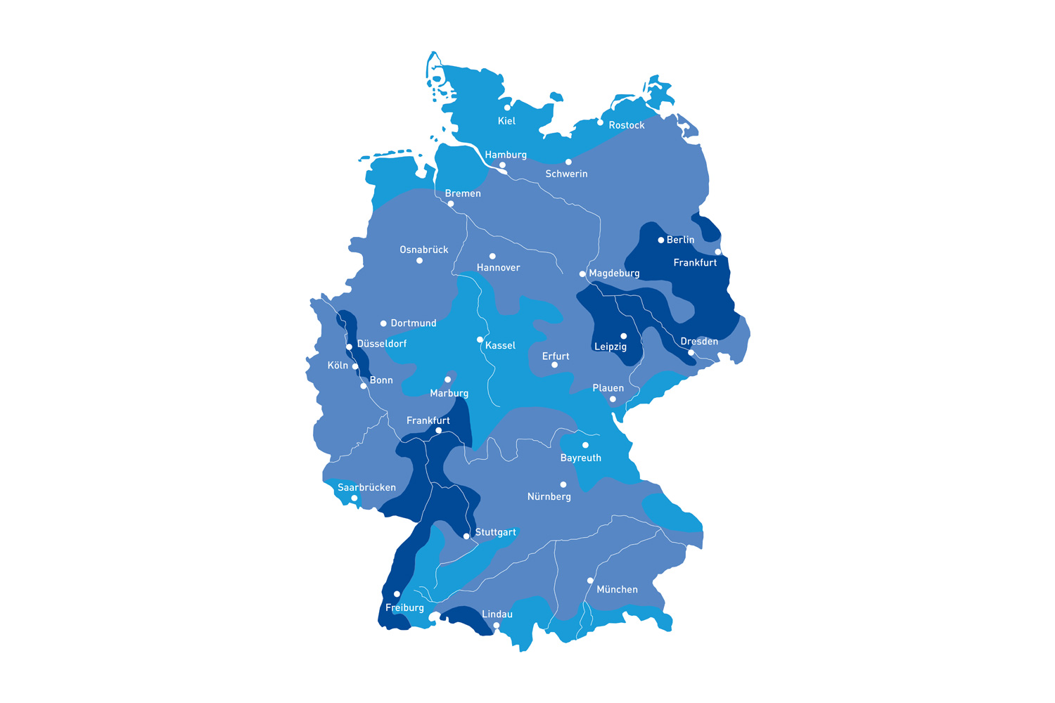 Sommerlicher Wärmeschutz: Grafik Sommerklimaregionen in Deutschland nach DIN 4108-2