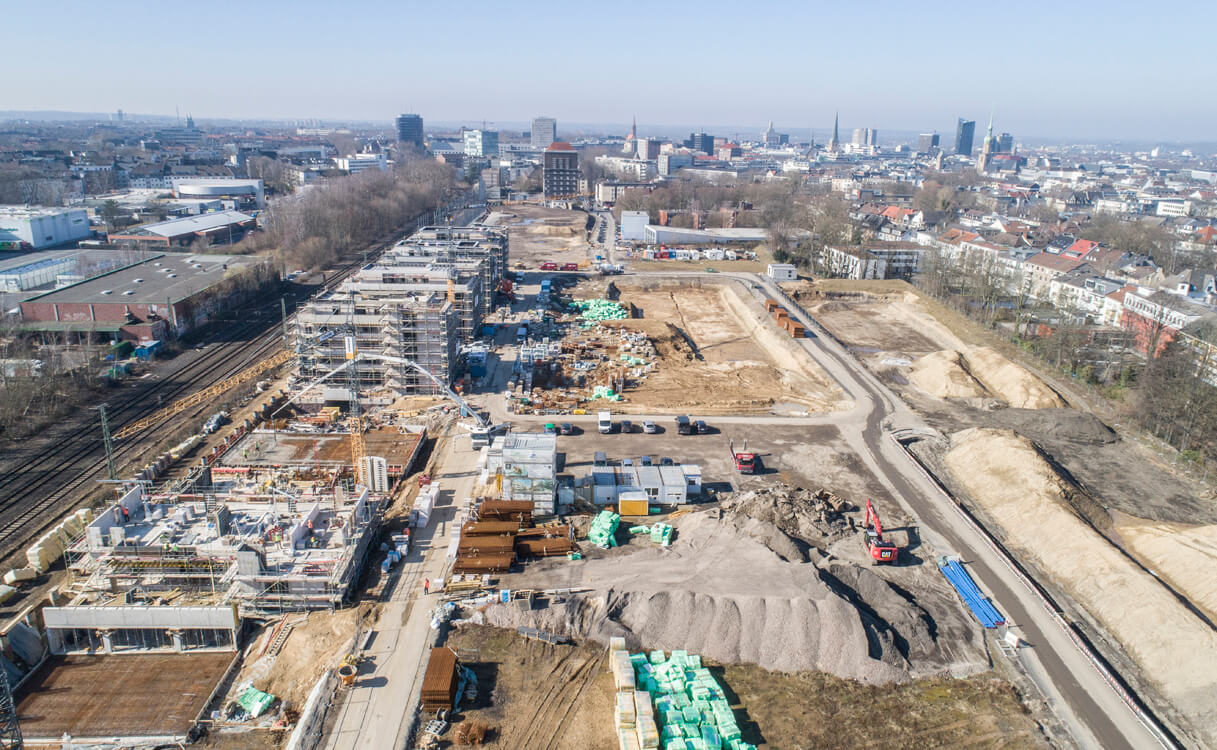 Baustelle Kronprinzenviertel, Dortmund von oben